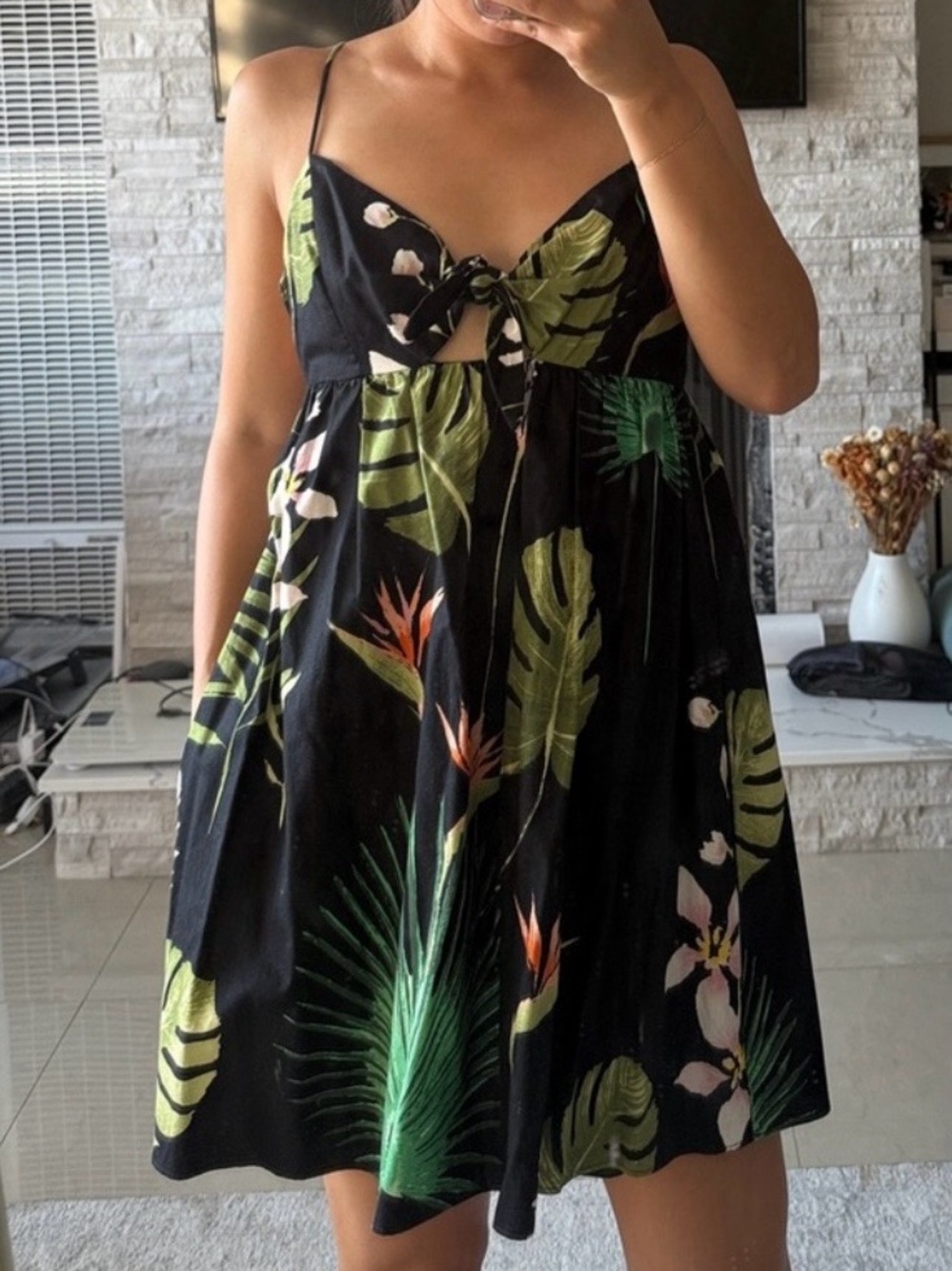 Zara Trafaluc Collection Black Tropical 🌴 🌊 🌺 Mini Dress